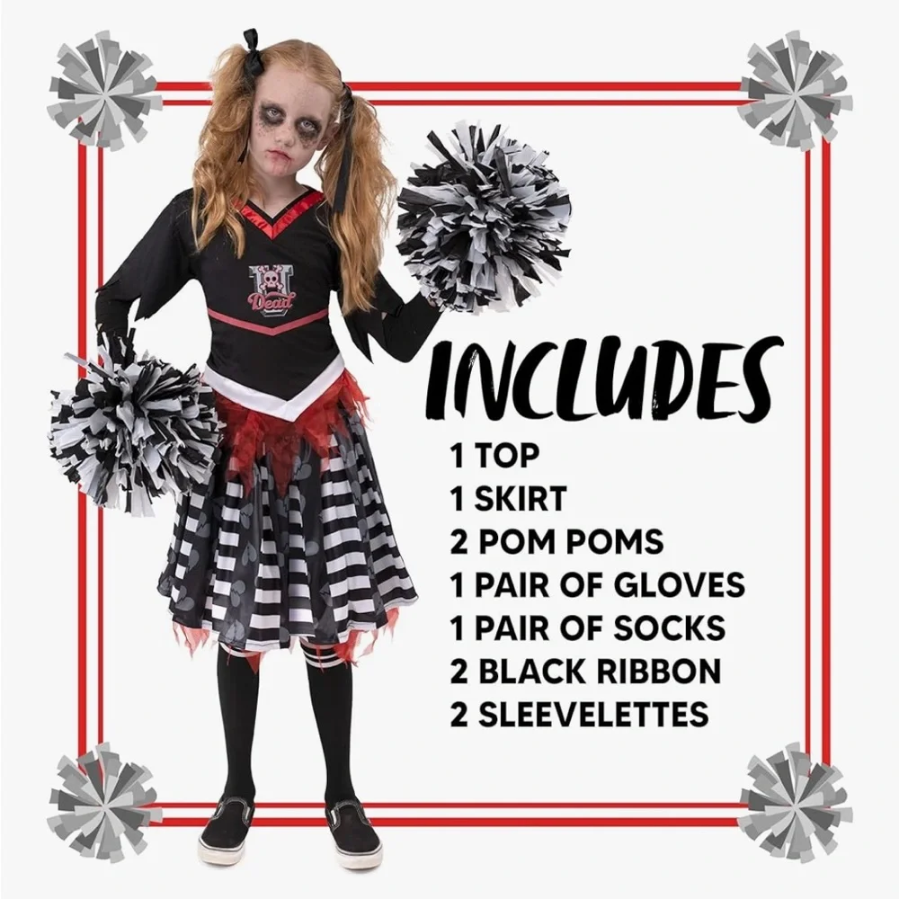 Spooktacular Creations Kids Halloween Cheerleader Costume for Girls Zombie cheer
